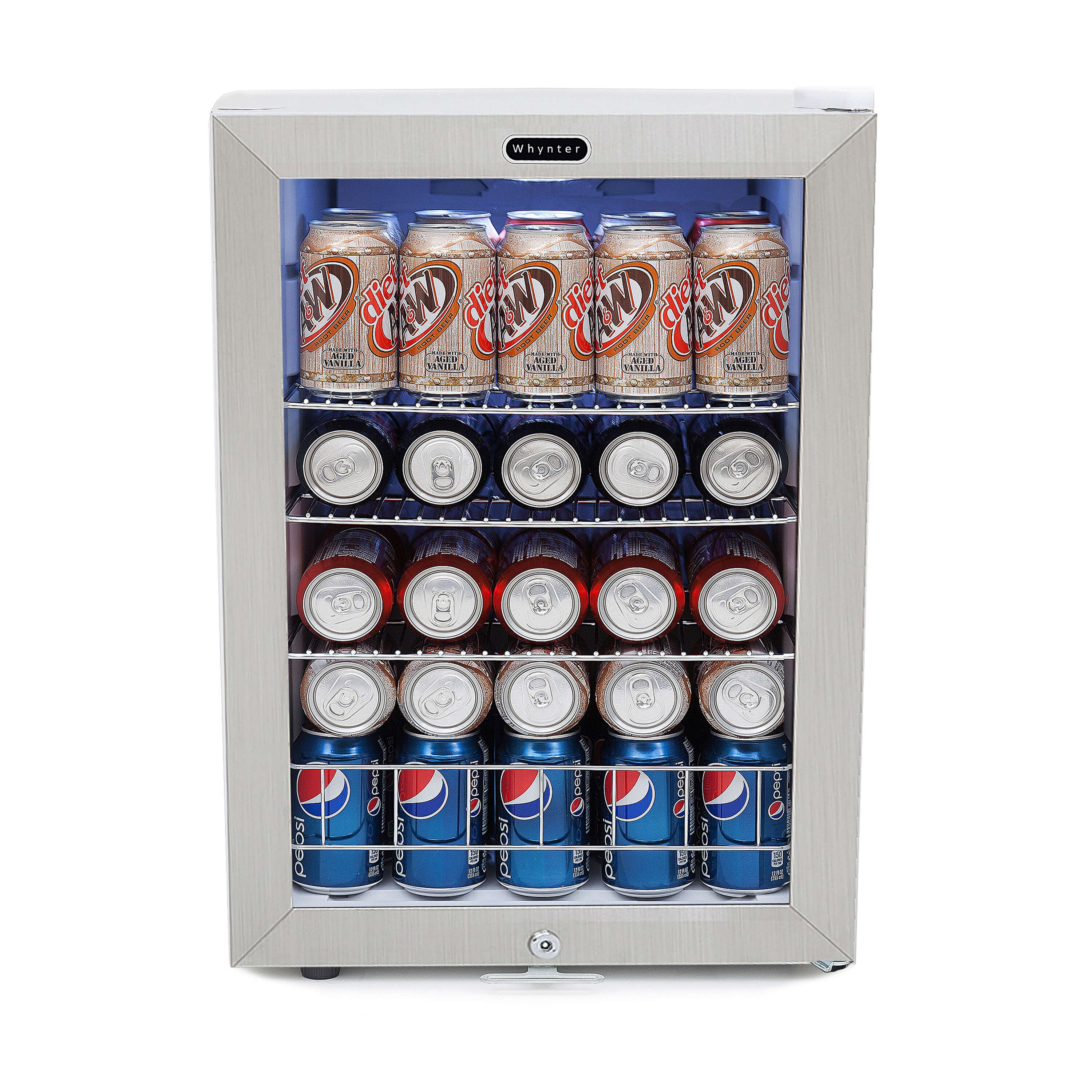 BR091WS Whynter Beverage Refrigerator With Lock Stainless Steel 90