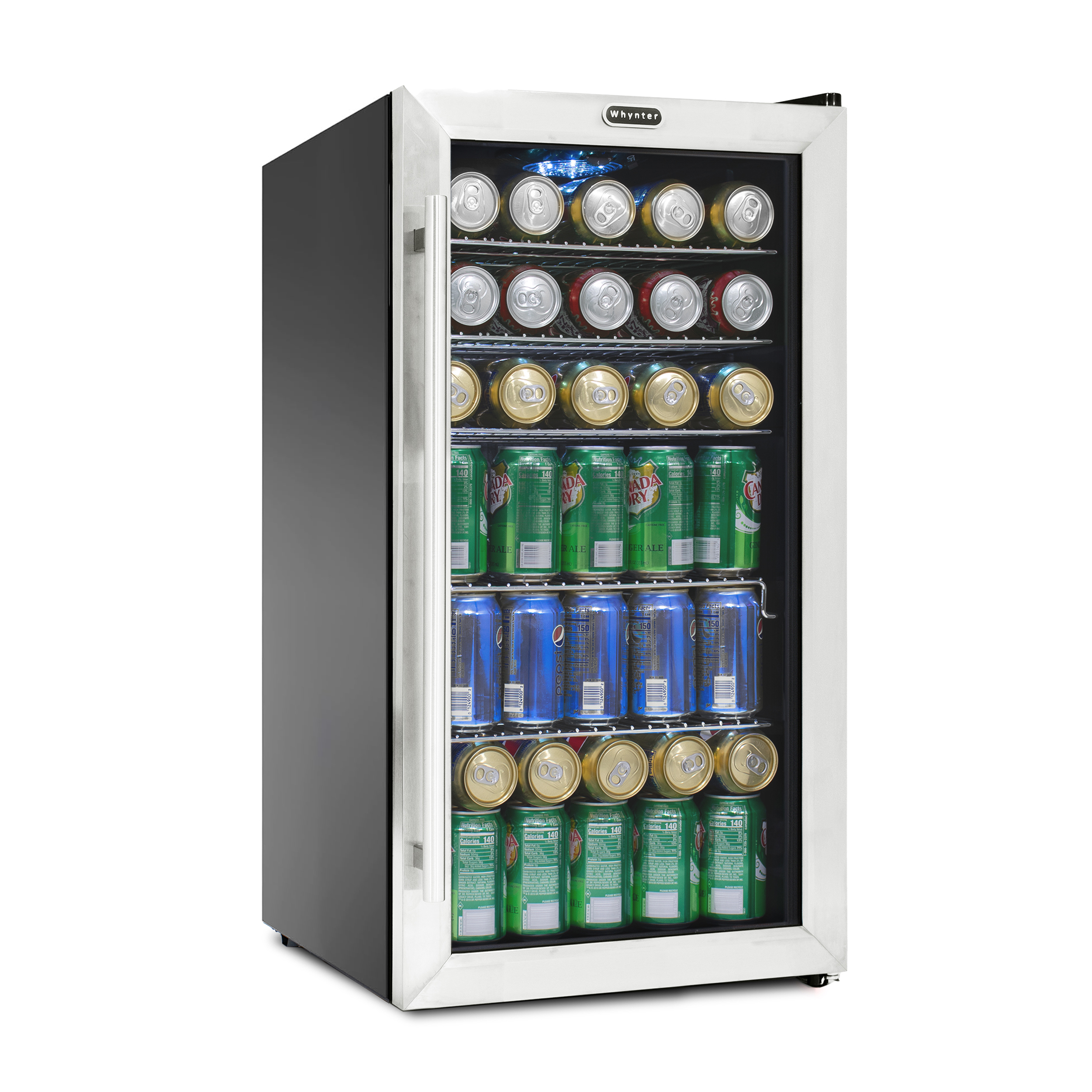 Newair 126 Can Freestanding Beverage Fridge in Stainless Steel with Ad