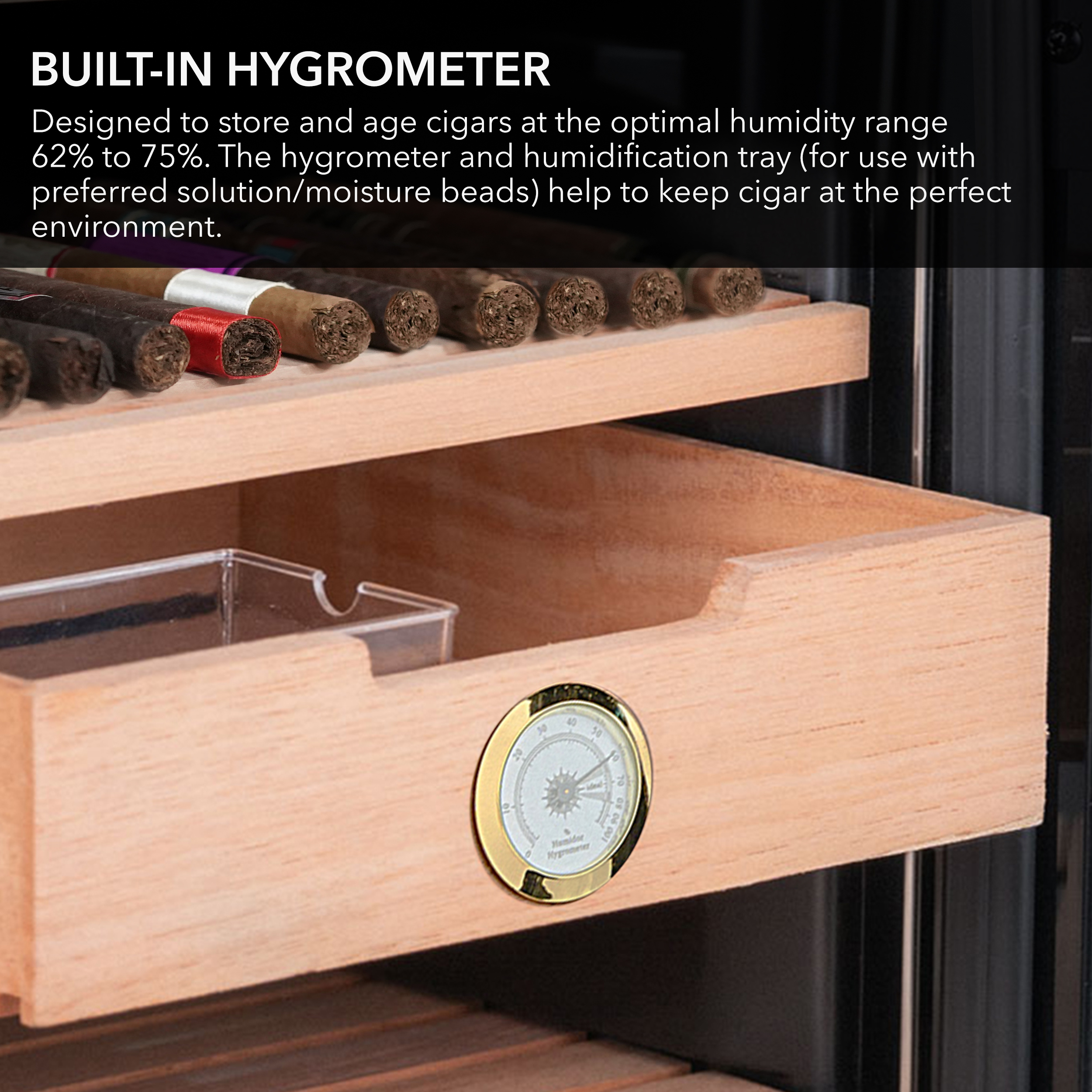 Cigar Humidor Hygrometer Gauge: Built-in Temperature & Humidity Sensors  With Mini Digital LCD Display 