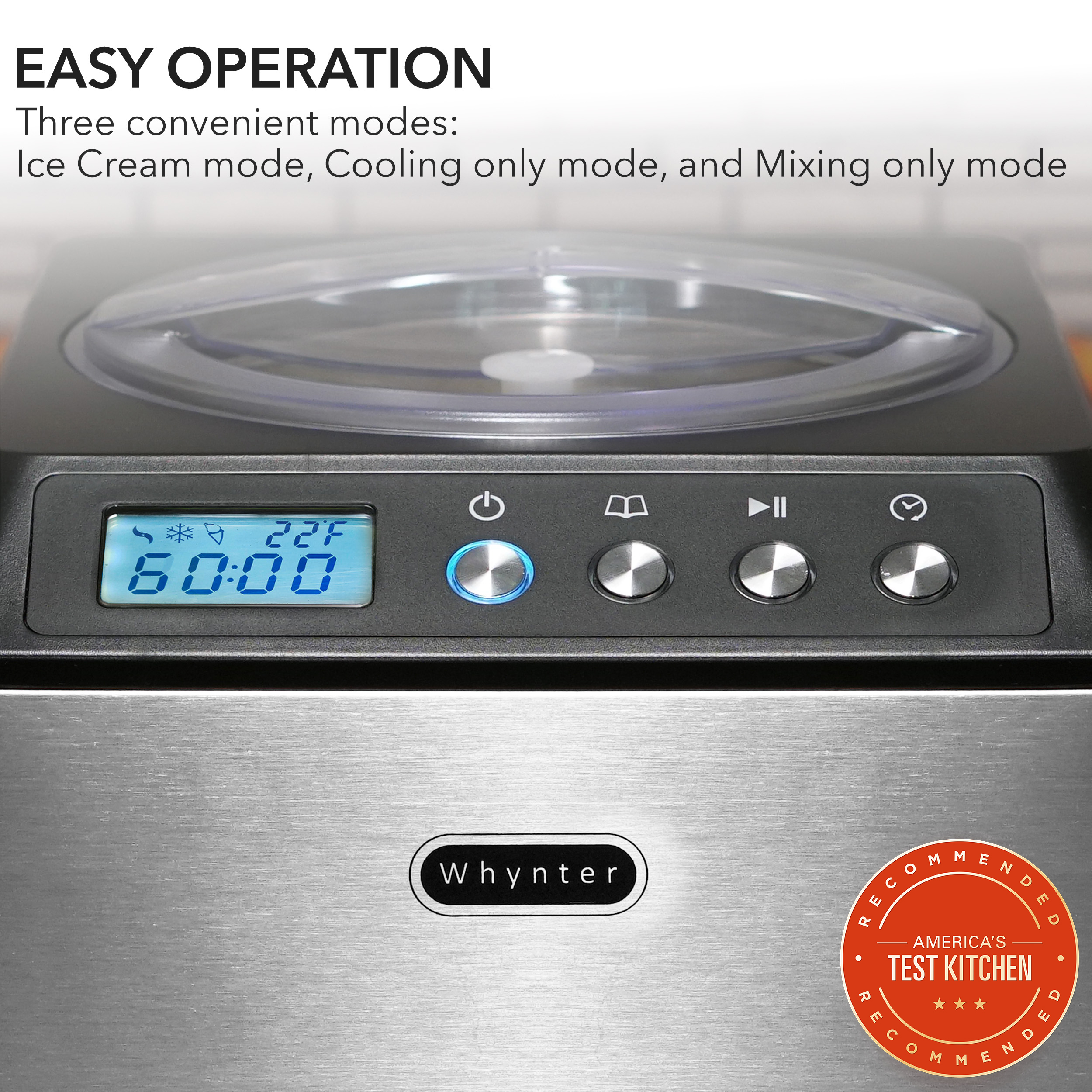 Whynter 180W 2.1-qt Ice Cream Maker, 110V-120V, Stainless Steel (Whynter  ICM-200LS)