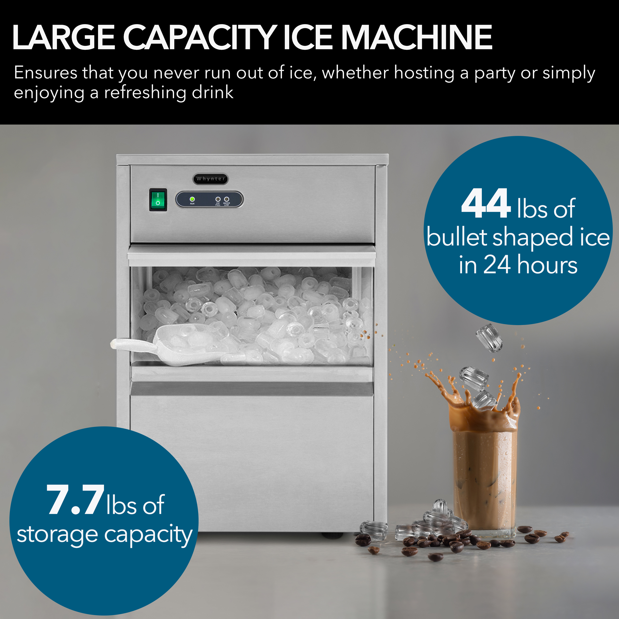 Whynter Compact Ice Maker, 27 LBs, Silver and 2 Year Extended Warranty -  Bed Bath & Beyond - 37184395