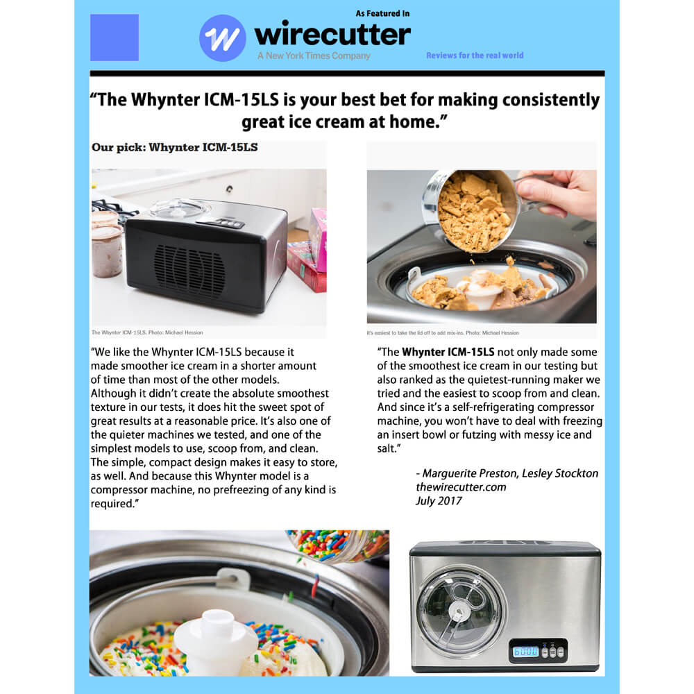 ICM15LS Whynter Ice Cream Maker Stainless Steel Whynter