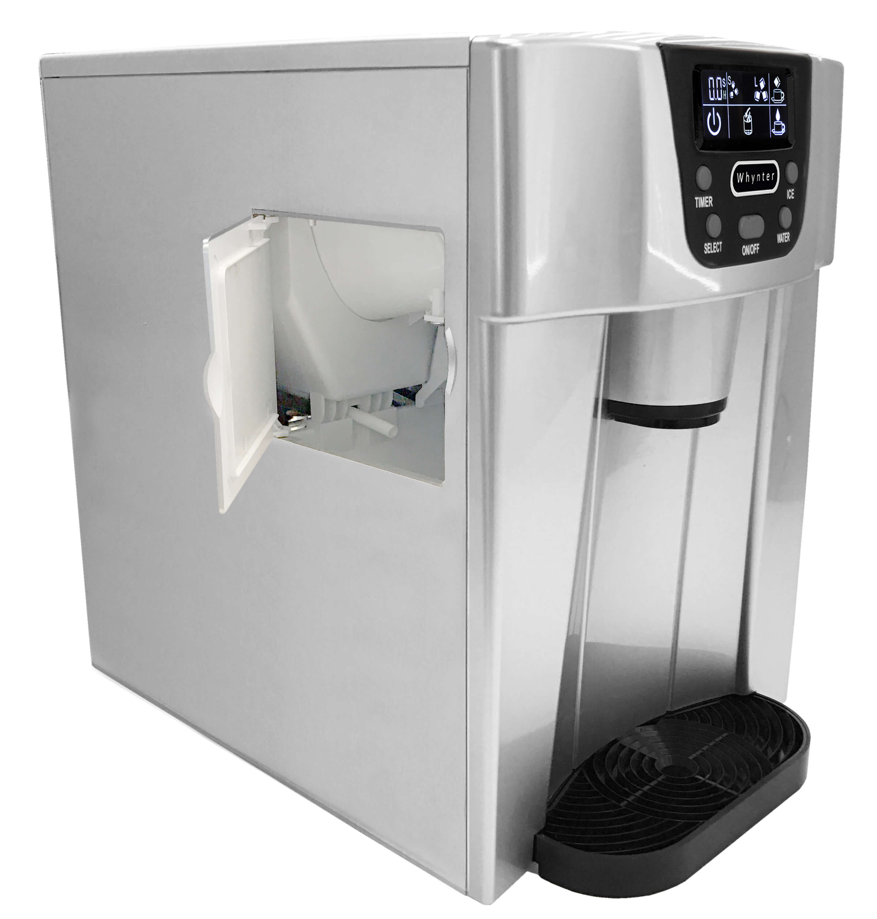 2-in-1 Stainless Steel Countertop Ice Maker with Water Dispenser