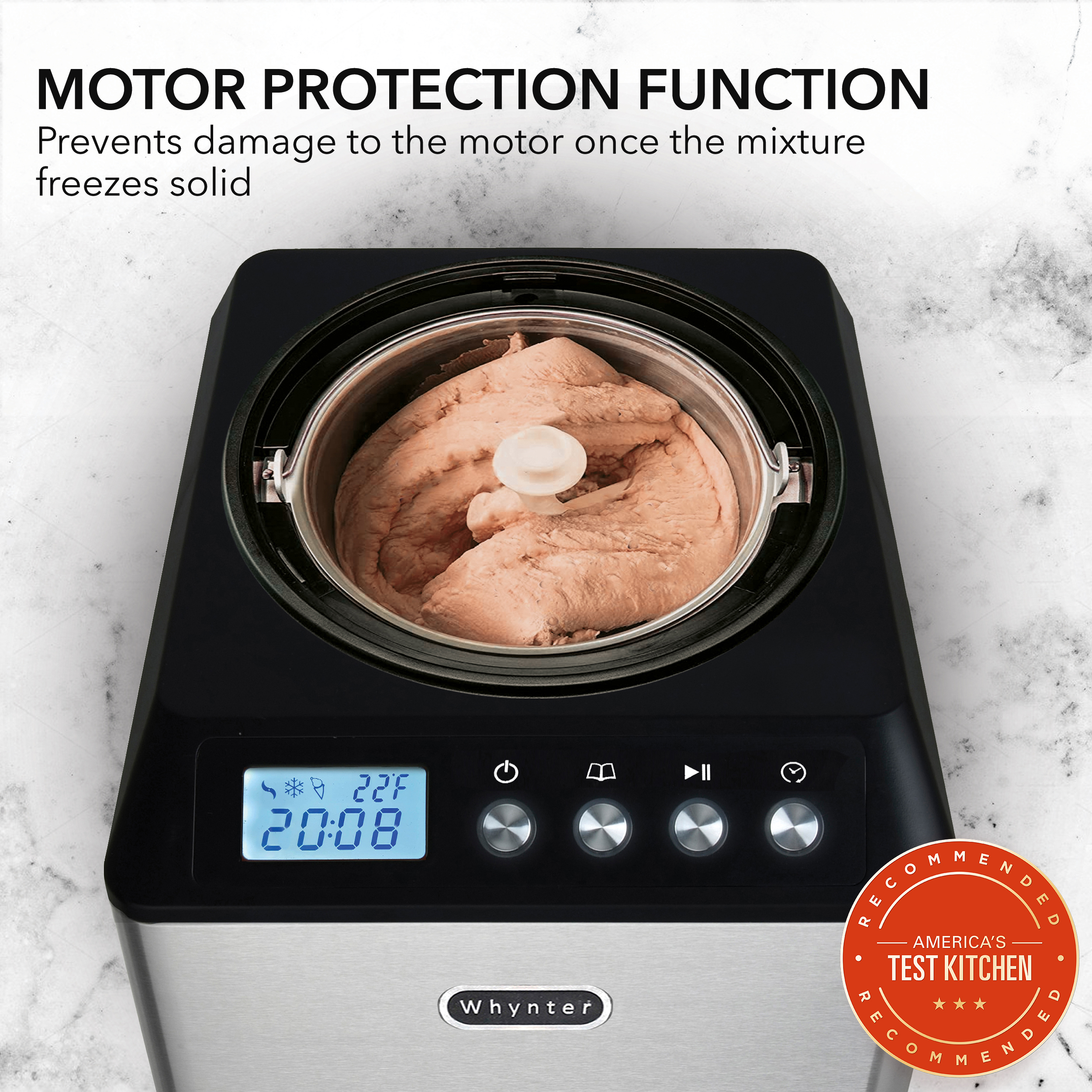 Whynter Ice Cream Maker 2 Quart Capacity Stainless Steel Bowl & Yogurt  Function in Champagne Gold