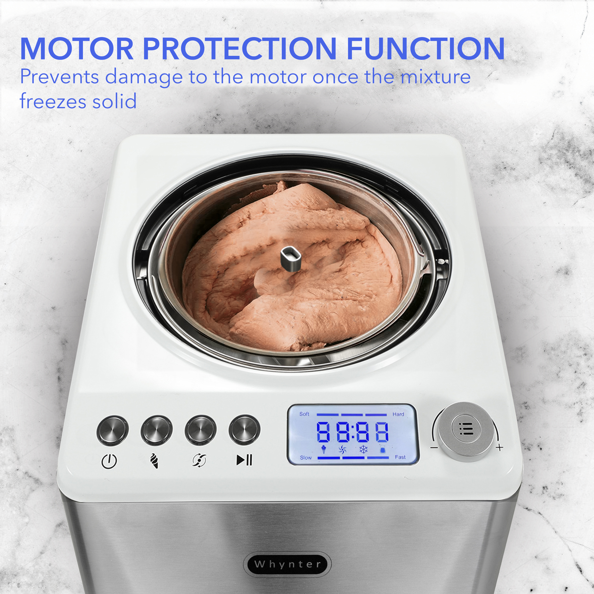 Homtone Ice Cream Maker, No pre-Freezing Automatic Ice Cream Machine 2.1  Quart with Built-in Compressor and LCD Timer for Making Ice Cream,Gelato in