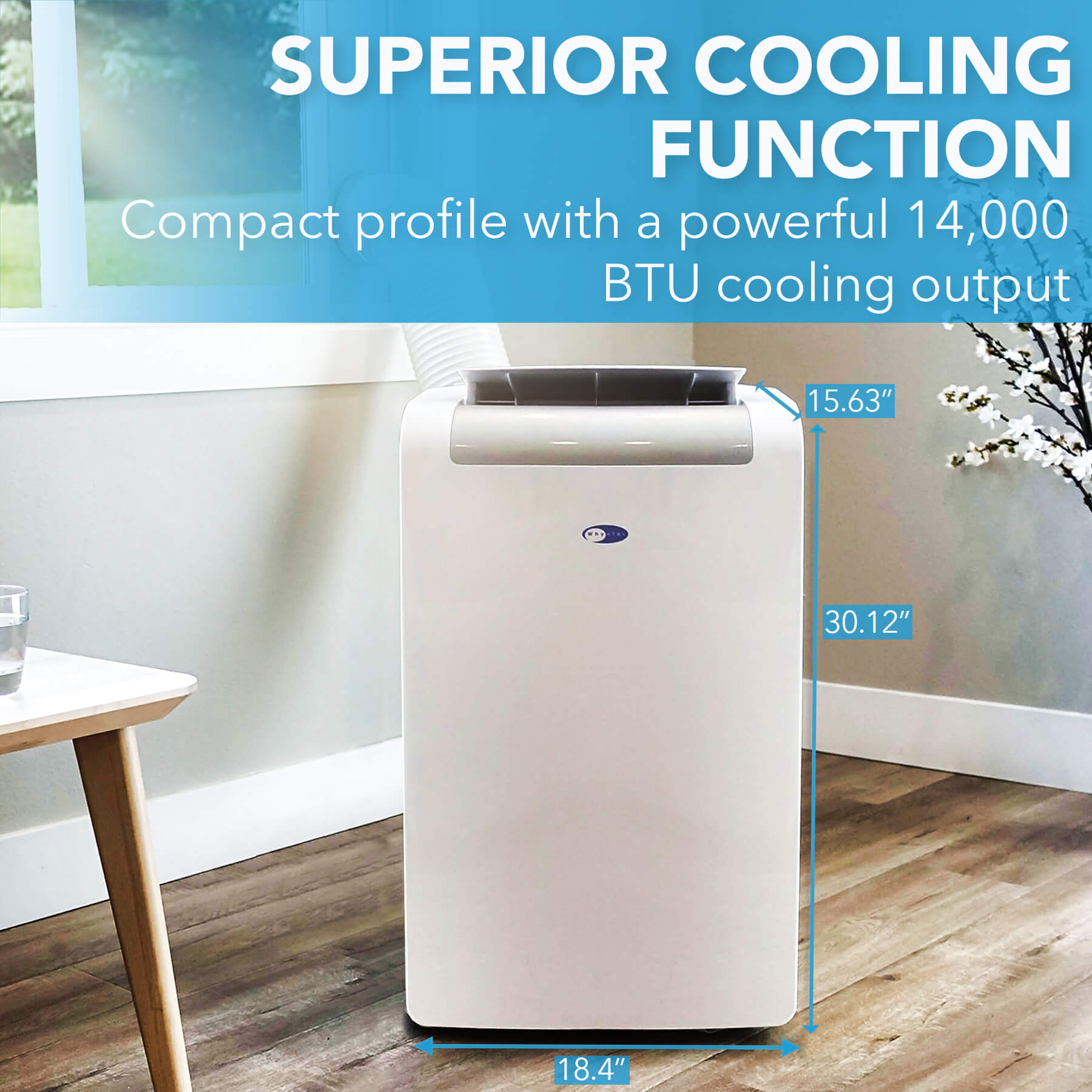 7,700 BTU (14,000 BTU ASHRAE) Portable Air Conditioner with Heat