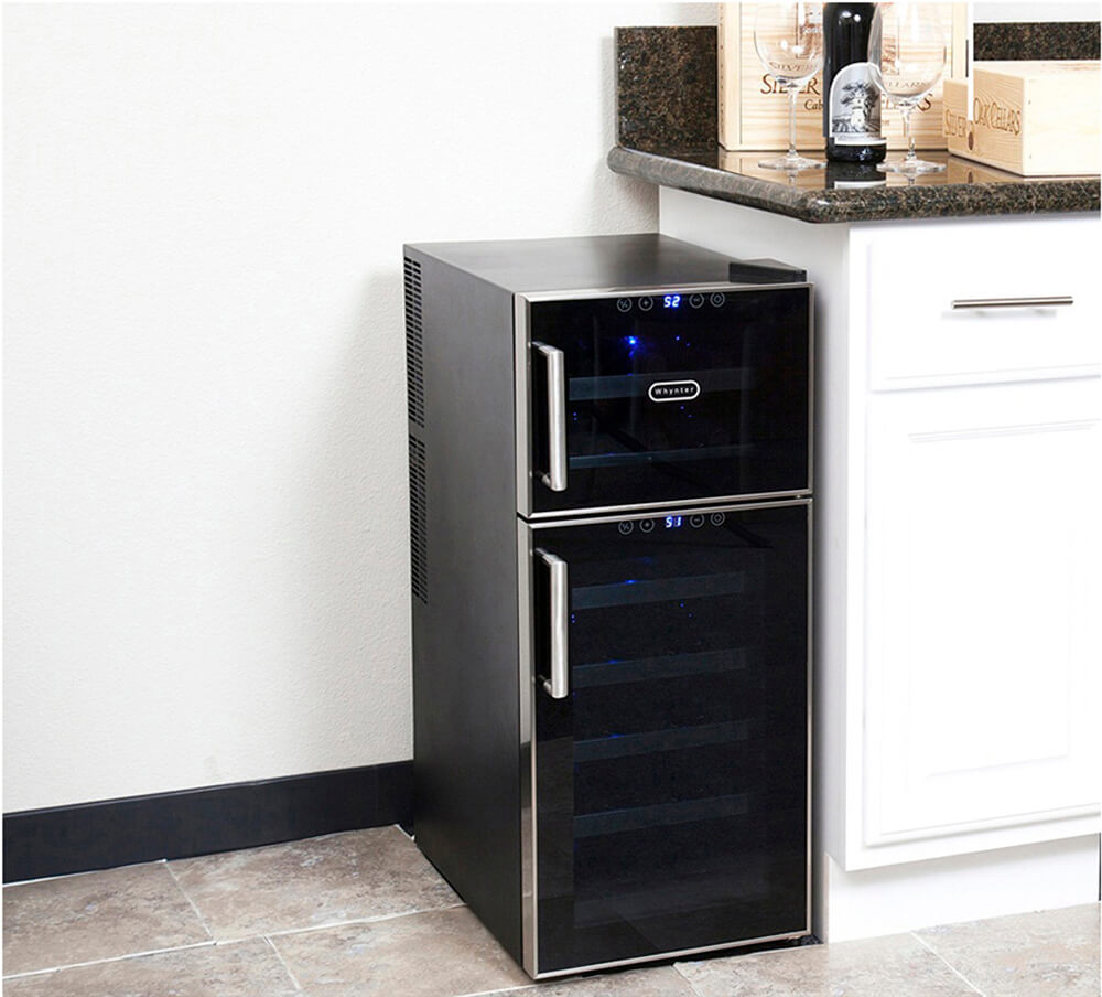 WC212BD Whynter 21 Bottle Dual Temperature Zone Touch Control Freestanding Wine Cooler Whynter