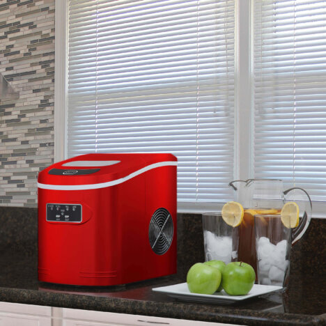 Compact Portable Ice Maker Metallic Red
